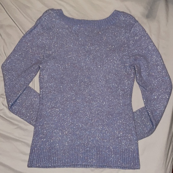Energize Plunge Neck Sparkling Sweater - Lilac Purple - Large - Picture 6 of 6